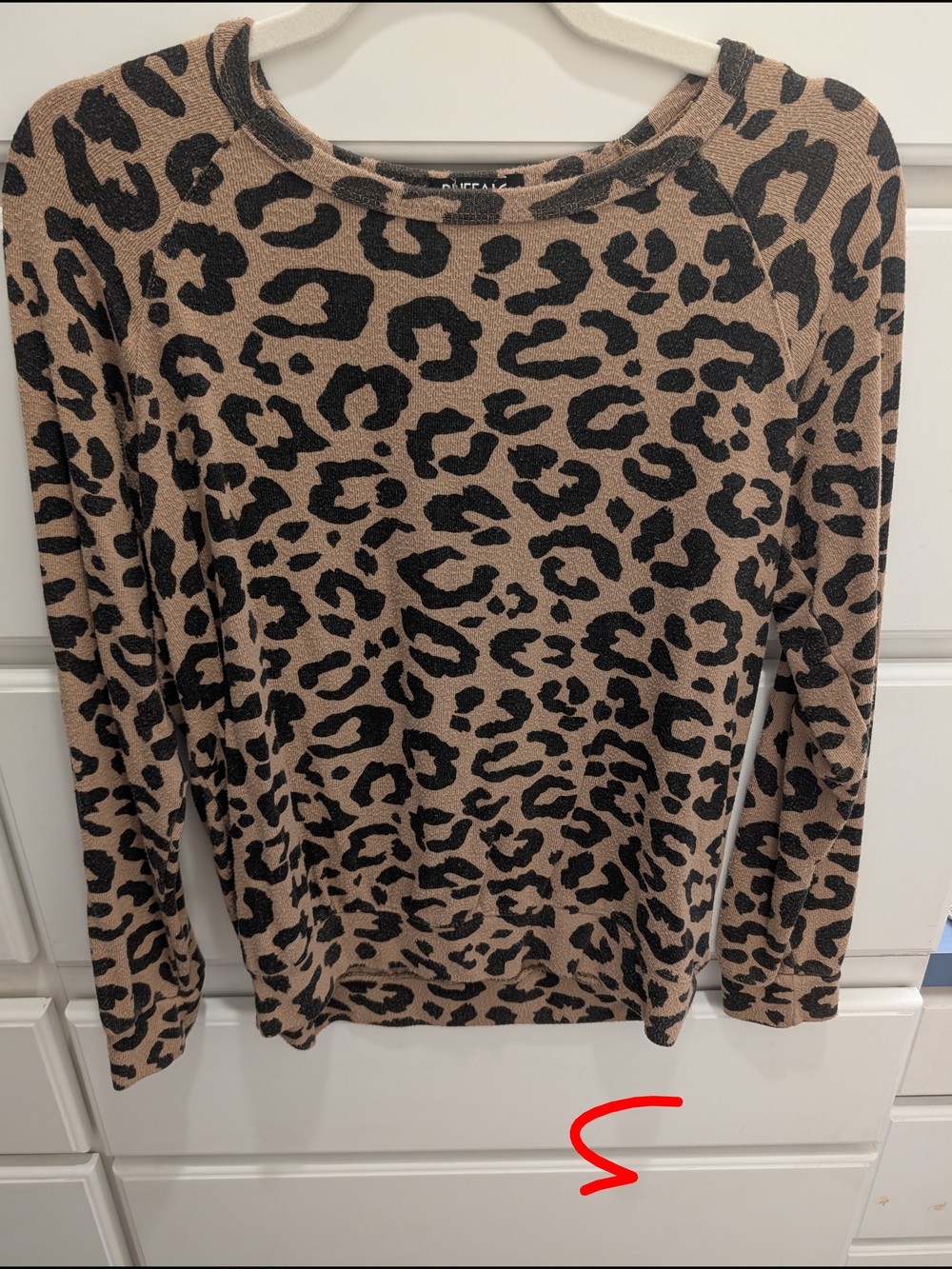 Leopard Print Crewneck Sweater in Tan and Black